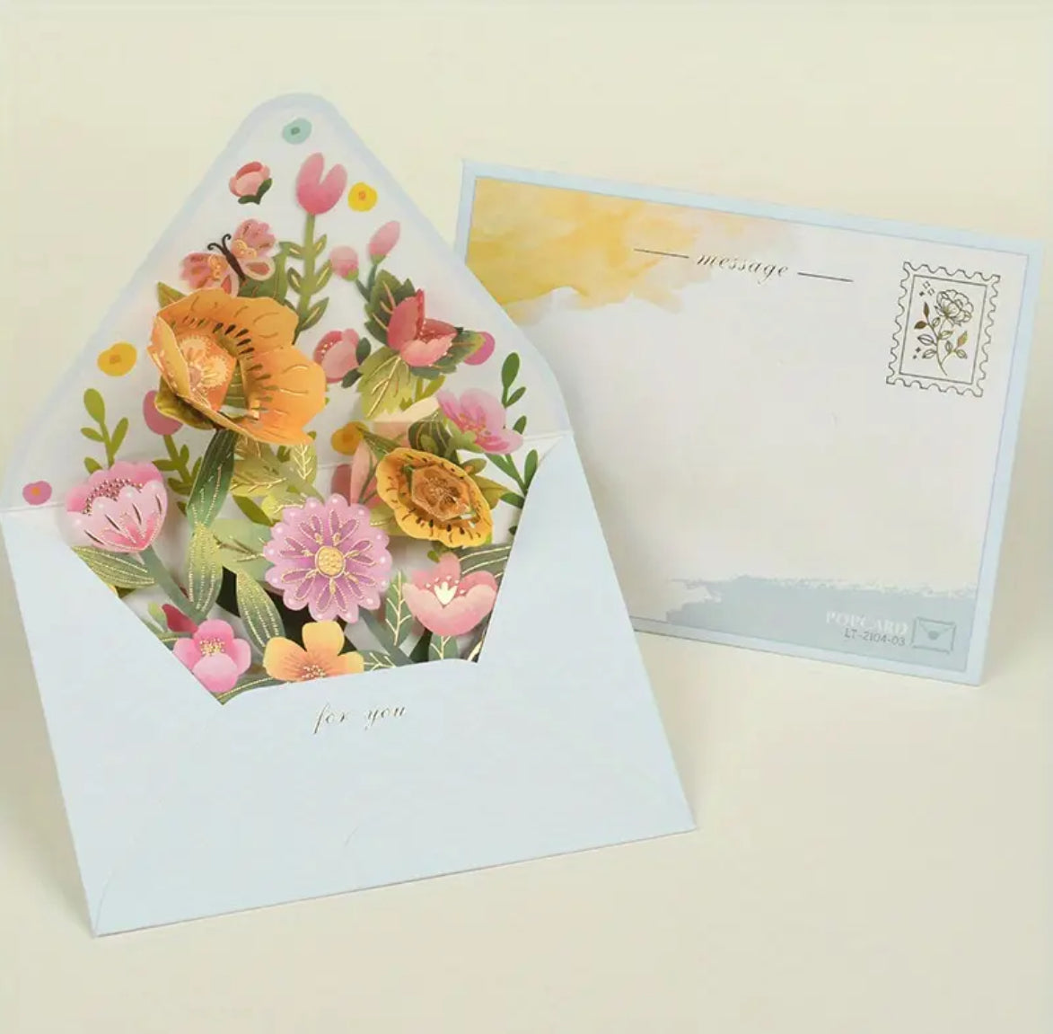 3D Pop-Up Flower Envelope Card
