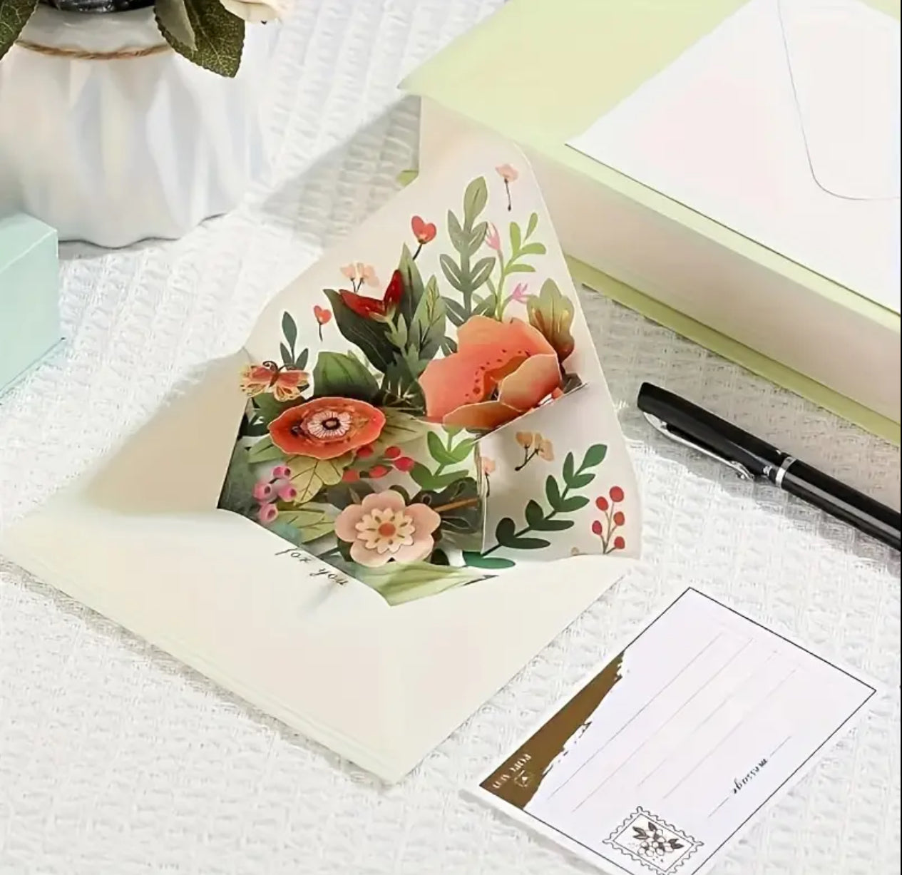 3D Pop-Up Flower Envelope Card