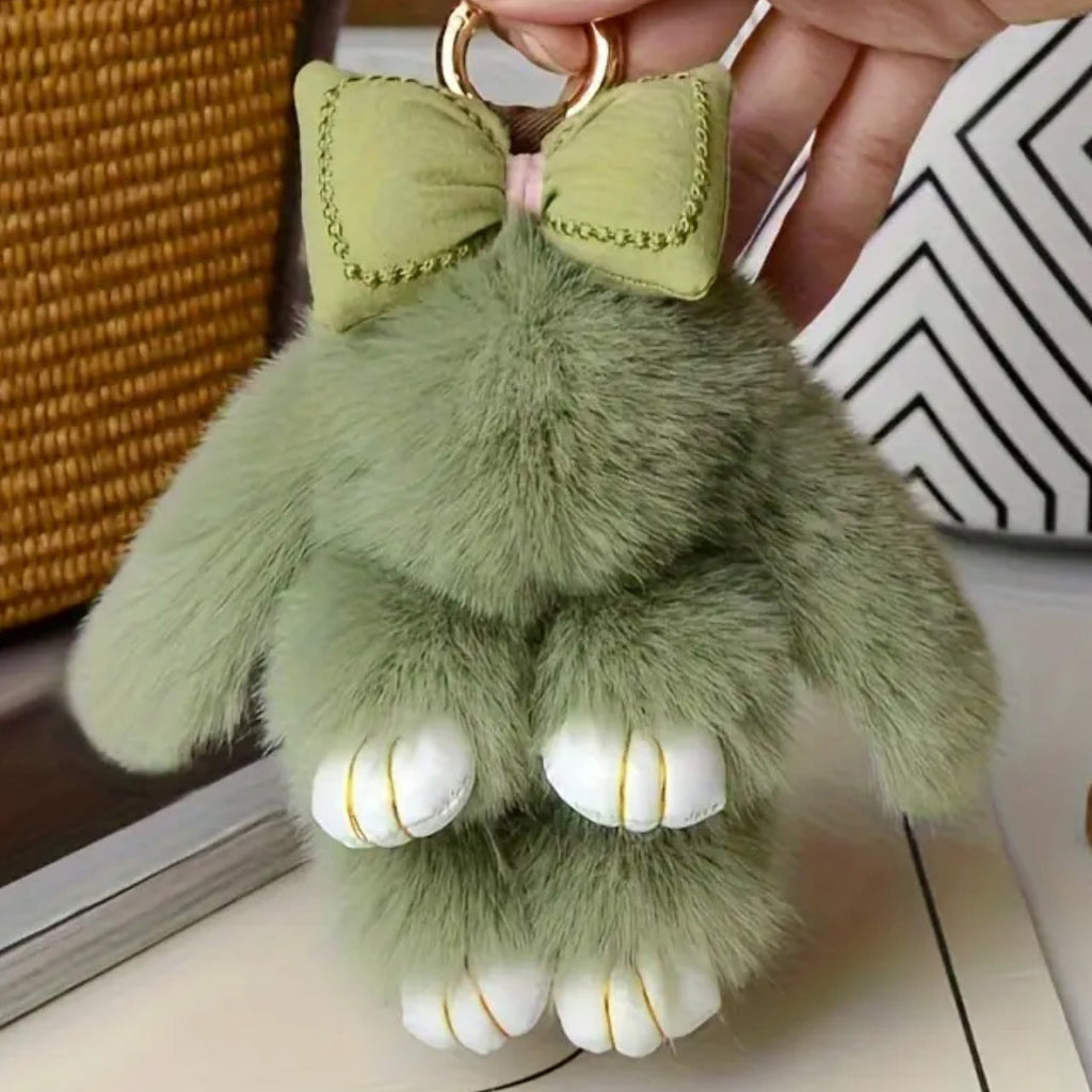 keychain rabbit with a bow