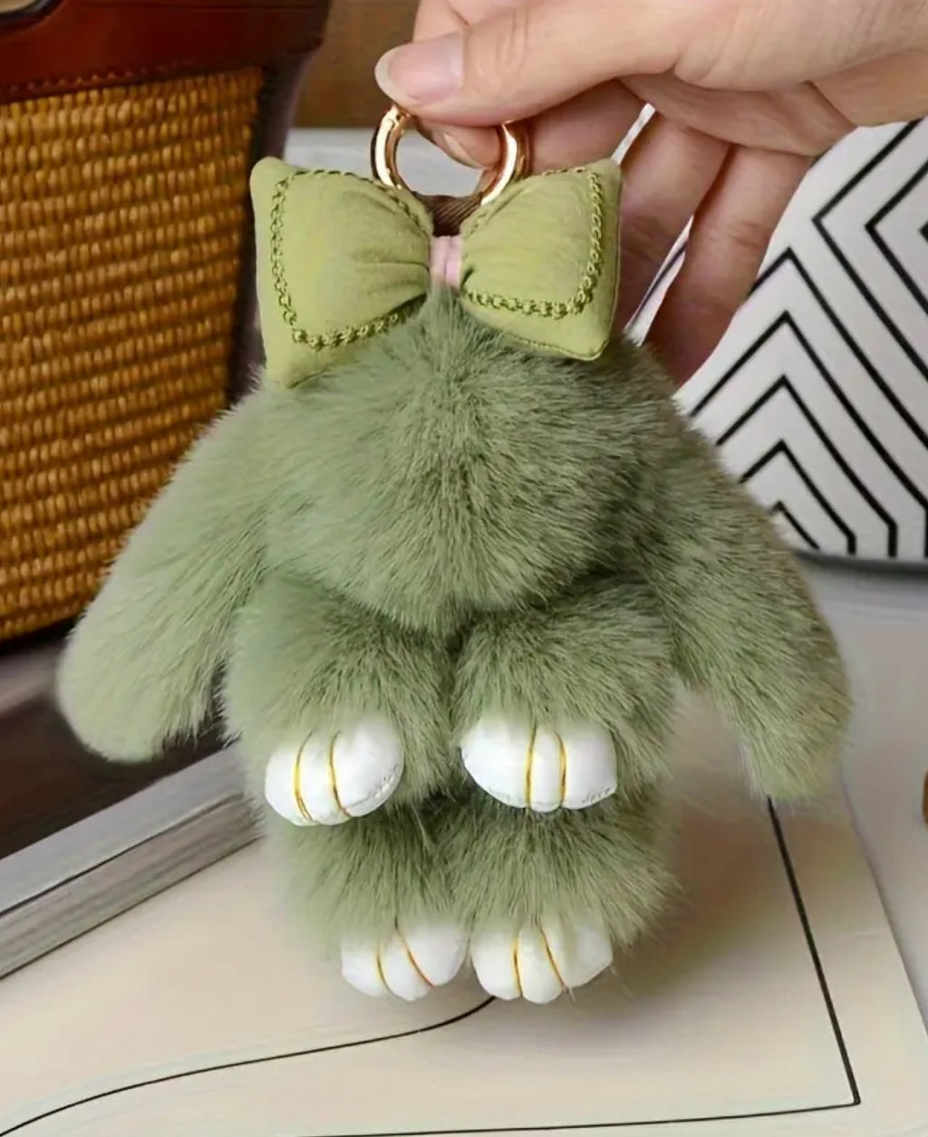 keychain rabbit with a bow