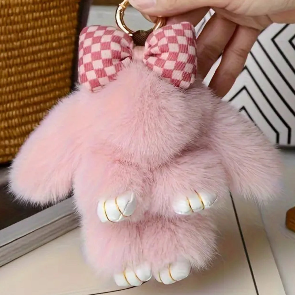 keychain rabbit with a bow