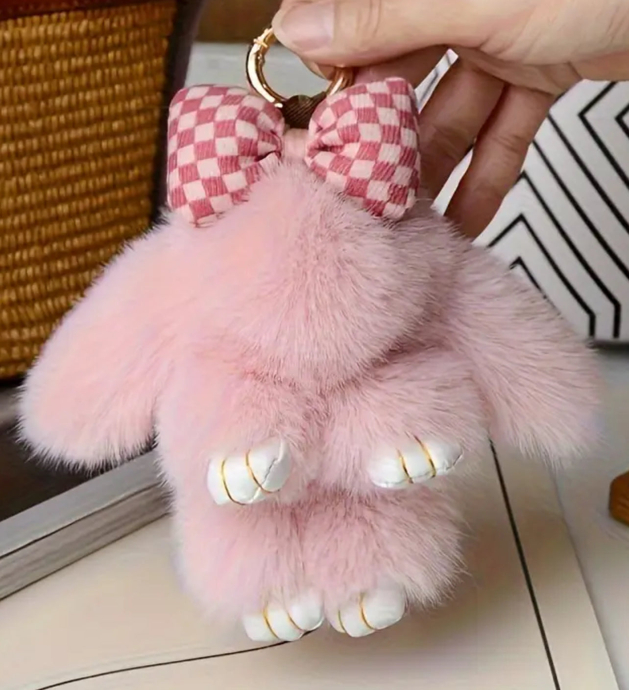 keychain rabbit with a bow
